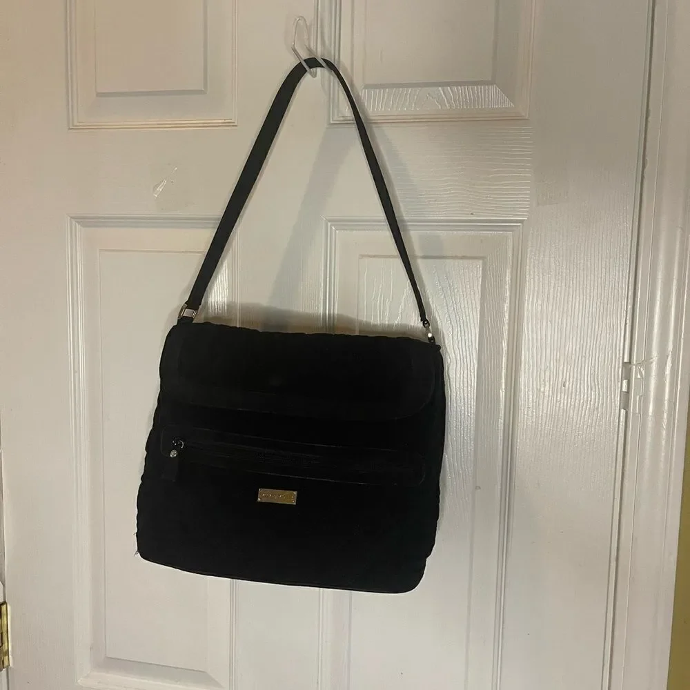 Vera Bradley Classic Black Quilted Fabric Shoulder Bag Purse Zebra print Lining.